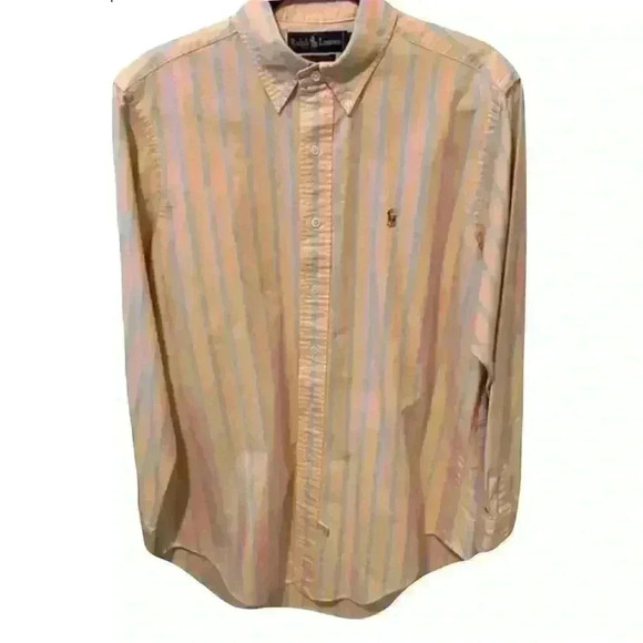 Men’s Ralph Lauren 100% Cotton Striped Long Sleeved Button Down- Size 33, 15 1/2 - Picture 2 of 12
